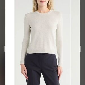 TWP Jill Crewneck Cashmere Sweater in White Heather Grey Size XL